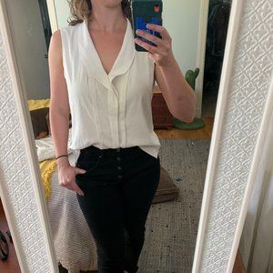 Calvin Klein White Sleeveless Blouse Large